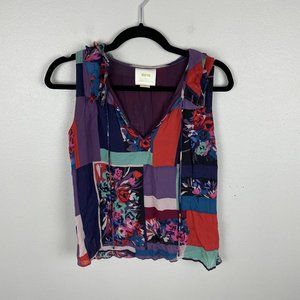 Anthropologie Maeve Womens Anderson Patchwork Flora lSleeveless Top S Petite